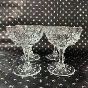 4 Royal Brierley Gainsborough Crystal Champage Tall Sherbet Goblets Signed